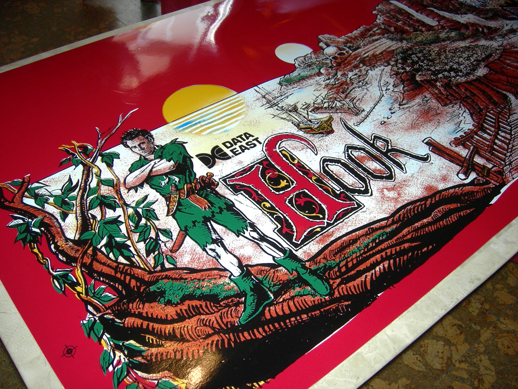 "Hook Pinball Decals" (DATA EAST) reproduction printed in vinyl with